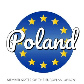 Round button Icon of national flag of The European Union with blue gradient Stock Illustration