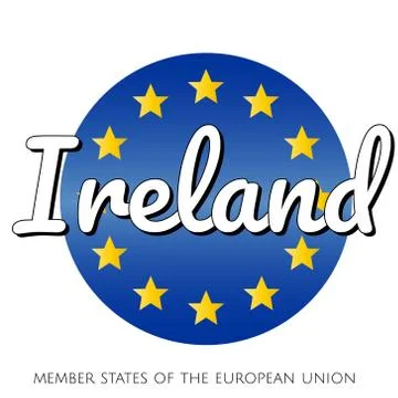 Round button Icon of national flag of The European Union with blue gradient Stock Illustration