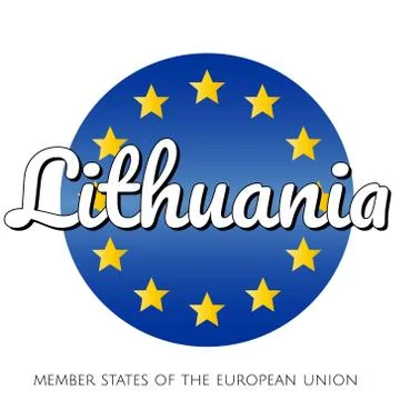 Round button Icon of national flag of The European Union with blue gradient Stock Illustration