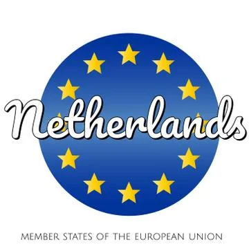 Round button Icon of national flag of The European Union with blue gradient Illustrazione stock