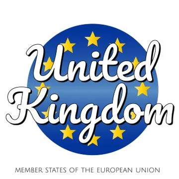 Round button Icon of national flag of The European Union with blue gradient Illustrazione stock