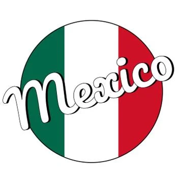 Round button Icon of national flag of Mexico with green, white and red colors Stock Illustration