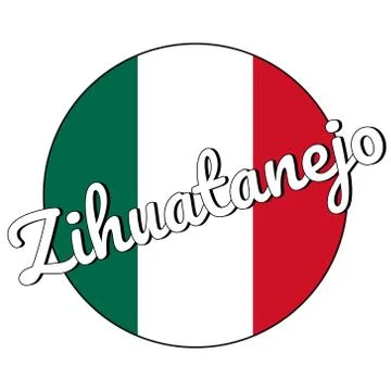 Round button Icon of national flag of Mexico with green, white and red colors Stock Illustration