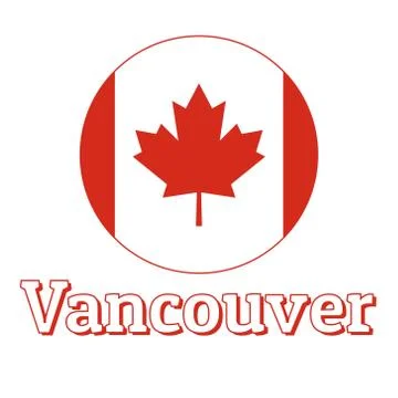 Round button Icon of national flag of Canada with red maple leaf on the white Stock Illustration