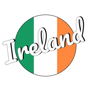 Round button Icon of national flag of Ireland with green, white and orange Stock Illustration