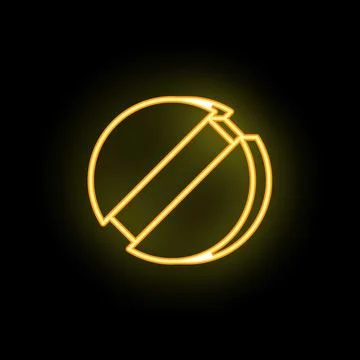 Round button icon in neon style glowing geometric shapes イラスト素材