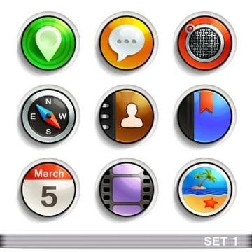 Round button icons-set Stock Illustration