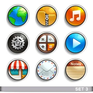 Round button icons-set Stock Illustration