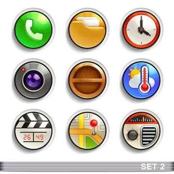 Round button icons-set Stock Illustration