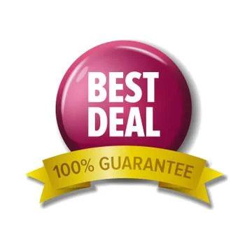 Round button with label 'Best deal - 100% guarantee' 스톡 일러스트