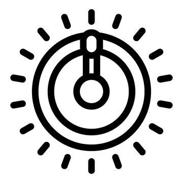 Round button with light shining around it icon vector outline Illustrazione stock