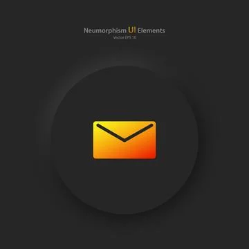 Round button with the message symbol on a black background. User interface 스톡 일러스트