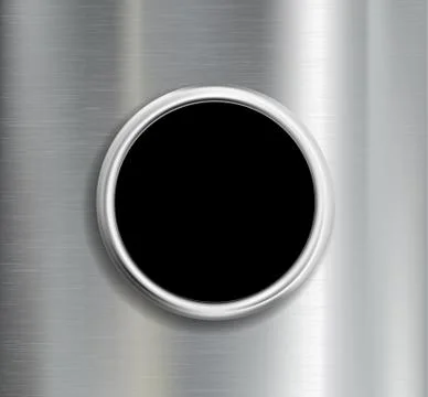 Round button on a metal background. Stock Illustration