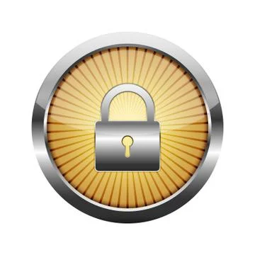 Round button with padlock icon. Vector illustration. Stock Illustration