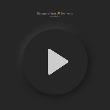 A round button with a playback symbol on a black background. Stock Illustration