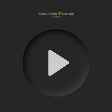 A round button with a playback symbol on a black background. Illustrazione stock