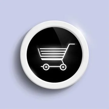 Round button with a shopping trolley Stock-Illustration
