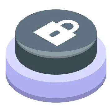 Round button showing closed padlock for security and privacy Illustrazione stock