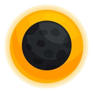 Round button showing solar eclipse with moon covering sun 스톡 일러스트