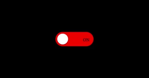 Round button slide switch featuring on and off button animation. On off switch i 스톡 동영상 335461038