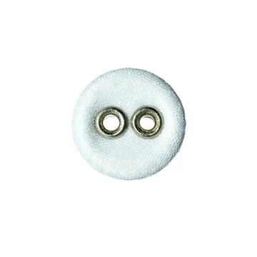 Round button with two holes made of fabric Stock Photos