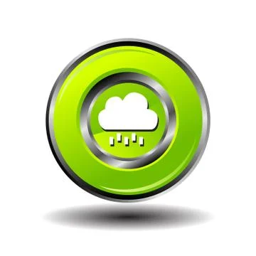 Round button weather icon - Bubble Cloud with Rain Stock Illustration