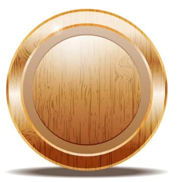 Round button wood texture Stock Illustration