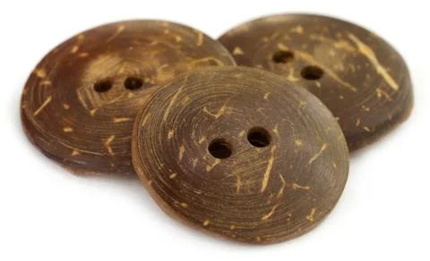 Round buttons made of coconut shell Stock Photos