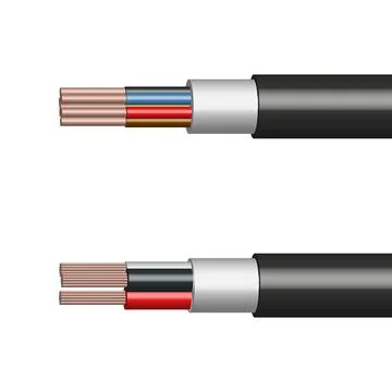 Round cable with insulated copper conductors, vector illustration. Stock-Illustration