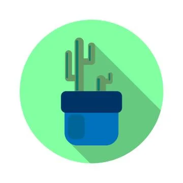 Round cactus icon. Flat illustration. Vector illustration. Illustrazione stock