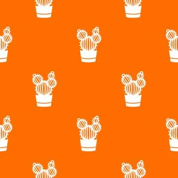 Round cactus pattern vector orange Stockillustratie