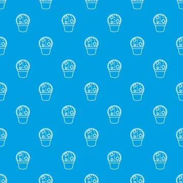 Round cactus pattern vector seamless blue 스톡 일러스트