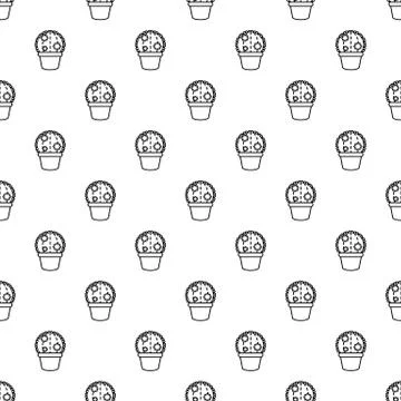 Round cactus pattern vector seamless Illustrazione stock