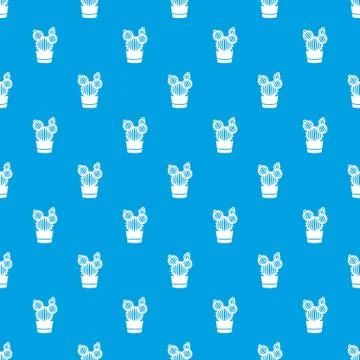 Round cactus pattern vector seamless blue Illustrazione stock