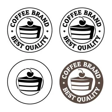 Round Cake and Cherry Icon with Text - Set 1 Illustrazione stock