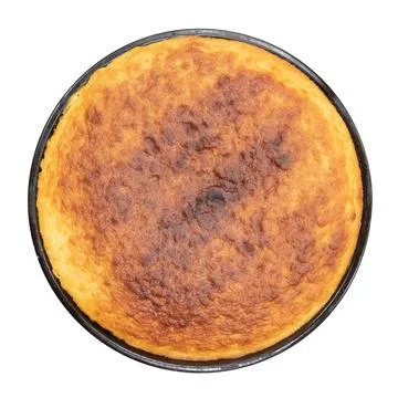 Round cake on a baking sheet, isolated on white Stock Photos