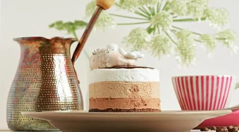 Round cake with chocolate Stock Photos