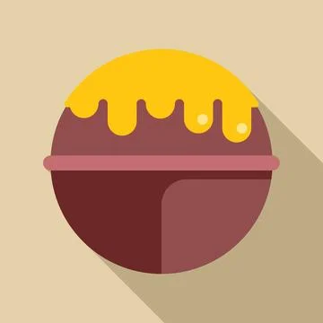 Round cake covered in melted yellow icing dripping down the sides Stock Illustration