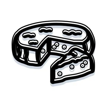 Round cake with a cut slice and filling Stock Illustration