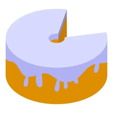 Round cake with missing slices and dripping icing isometric icon Stock Illustration