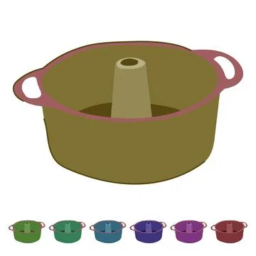 Round cake pan with tube for baking desserts graphic Stock Illustration