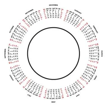 Round calendar 2016 Illustrazione stock