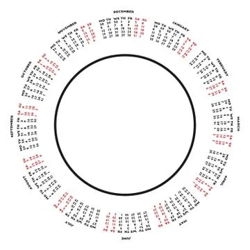 Round calendar 2016 Illustrazione stock