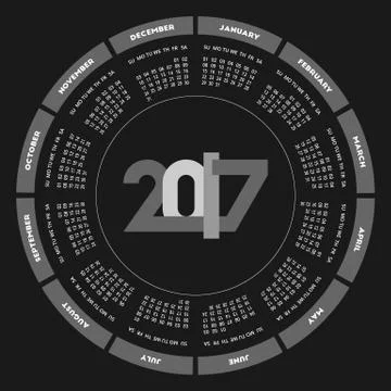 Round calendar 2017 design Stock Illustration