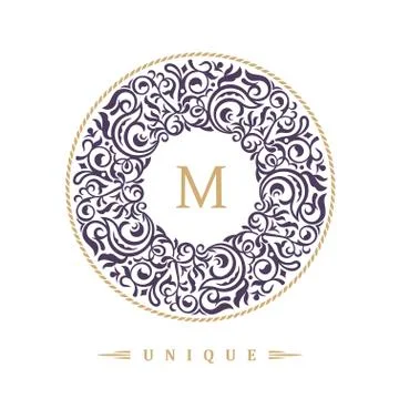 Round calligraphic emblem. Vector eastern symbol for cafe Stock Illustration