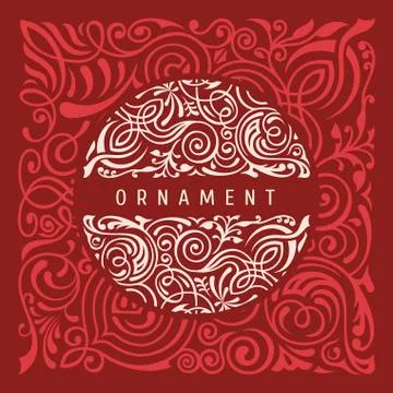 Round calligraphic emblem. Vector floral symbol for cafe Stock Illustration