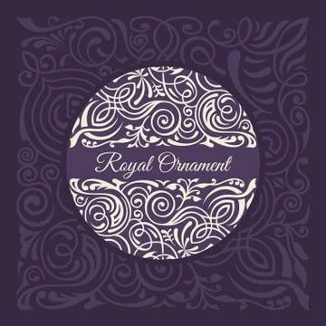 Round calligraphic emblem. Vector floral symbol for cafe Stock Illustration