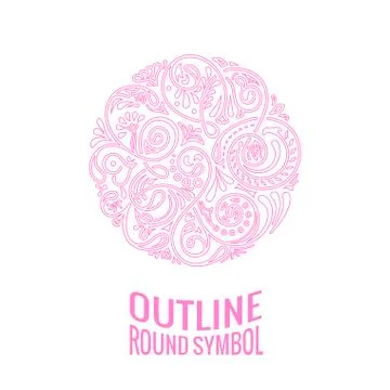 Round calligraphic emblem. Vector floral symbol for cafe Stock Illustration
