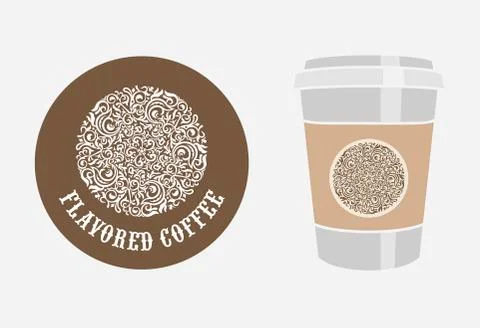Round calligraphic emblem. Vector floral symbol for cafe, restaurant, shop Stock Illustration