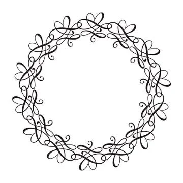 Round calligraphic heart vector wedding frame wreath with place for text Stock Illustration